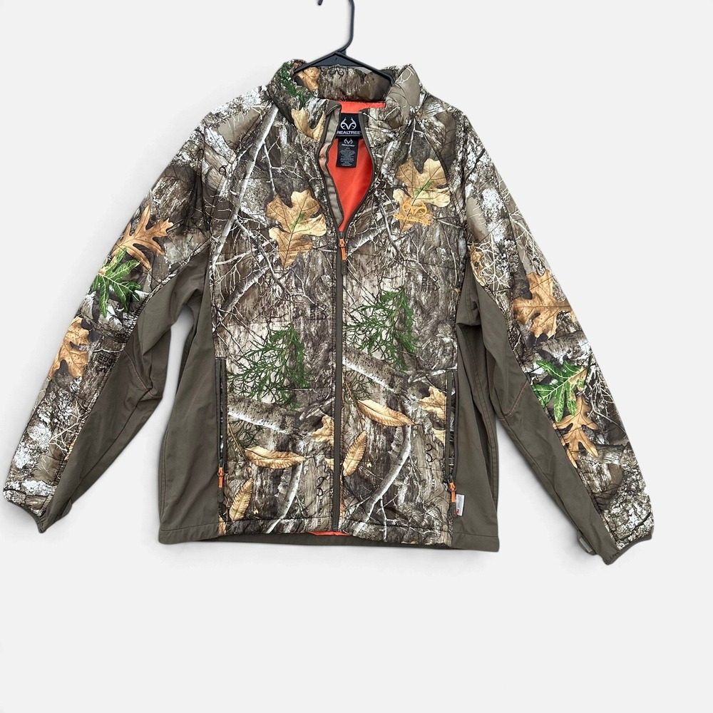 Realtree Men's Camo Hunting Jacket Large Insulated Orange Full Zip 3M Thinsulate